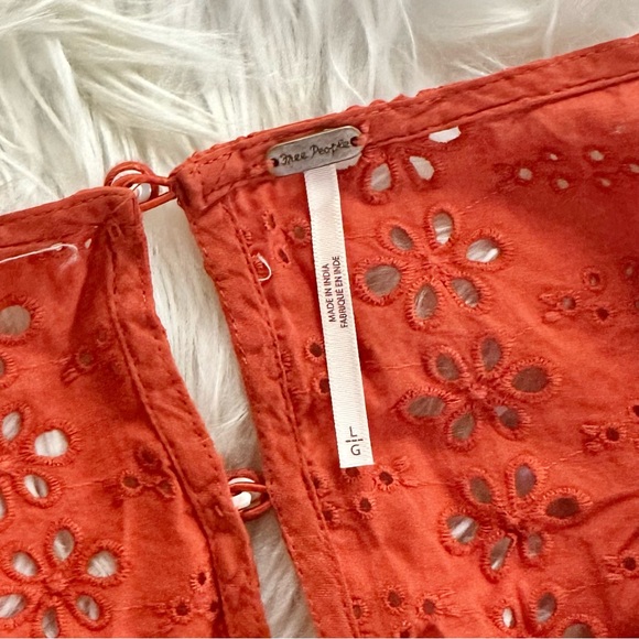 FREE PEOPLE L Mockingbird Maxi Dress in Rooibos Tea • Rust Orange Floral Eyelet - Picture 7 of 13